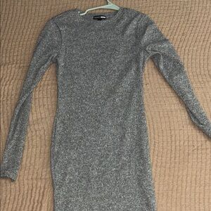 Fashion Nova Heather Gray Long Sleeve Dress